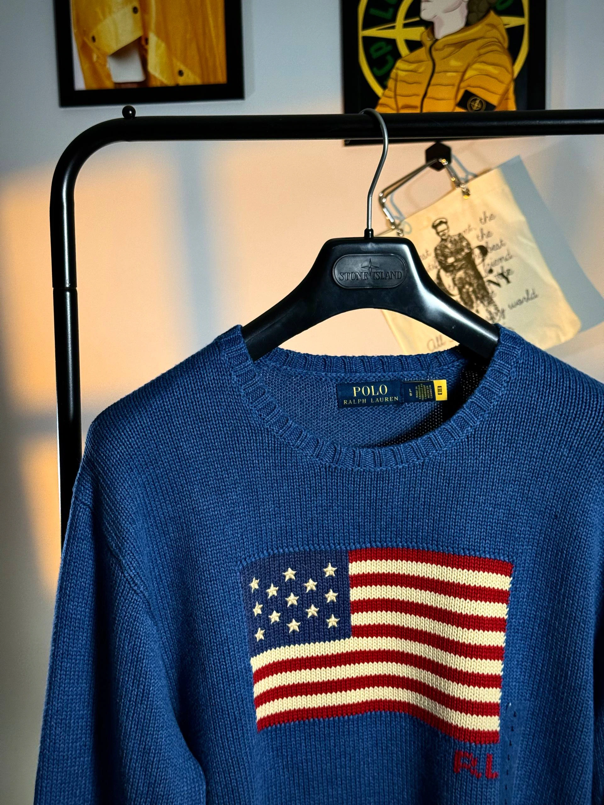 Polo Ralph Lauren Blue American Flag Wool Jumper, фото 3